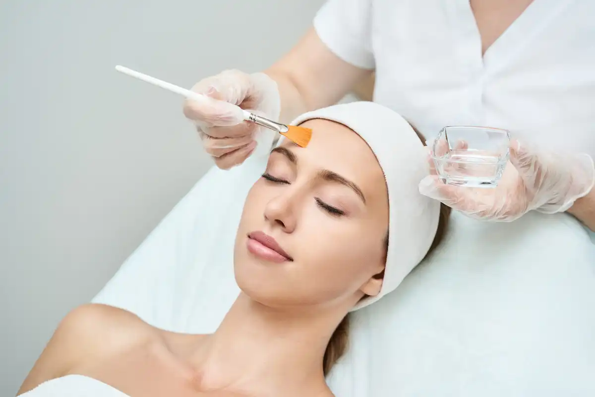 Side-by-side comparison of chemical peel and microdermabrasion facial treatments on skin